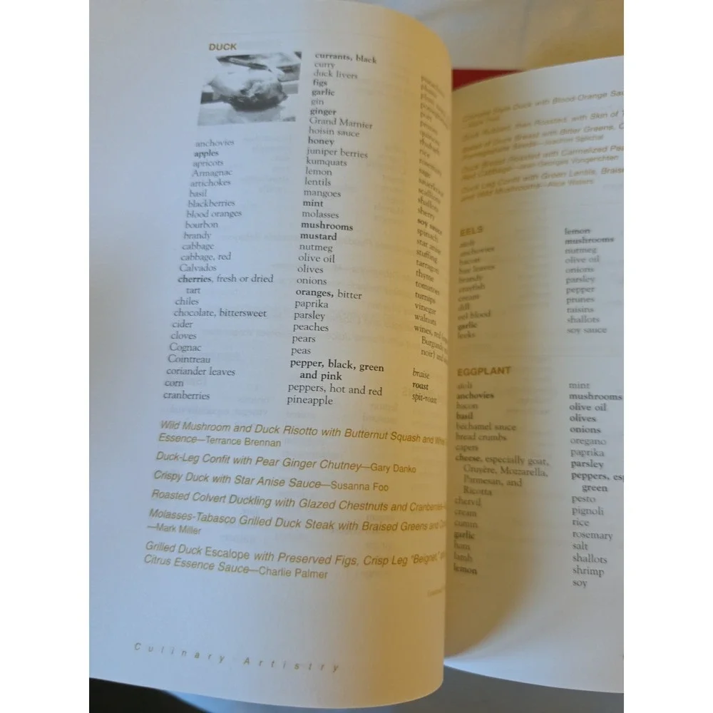 Andrew Dornenburg & Karen Page Culinary Artistry Wiley 1996 Hardcover Index